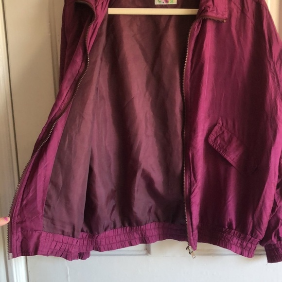 Vintage Details Express 100% Silk 80s Zip Up Bomber Jacket - Picture 7 of 7